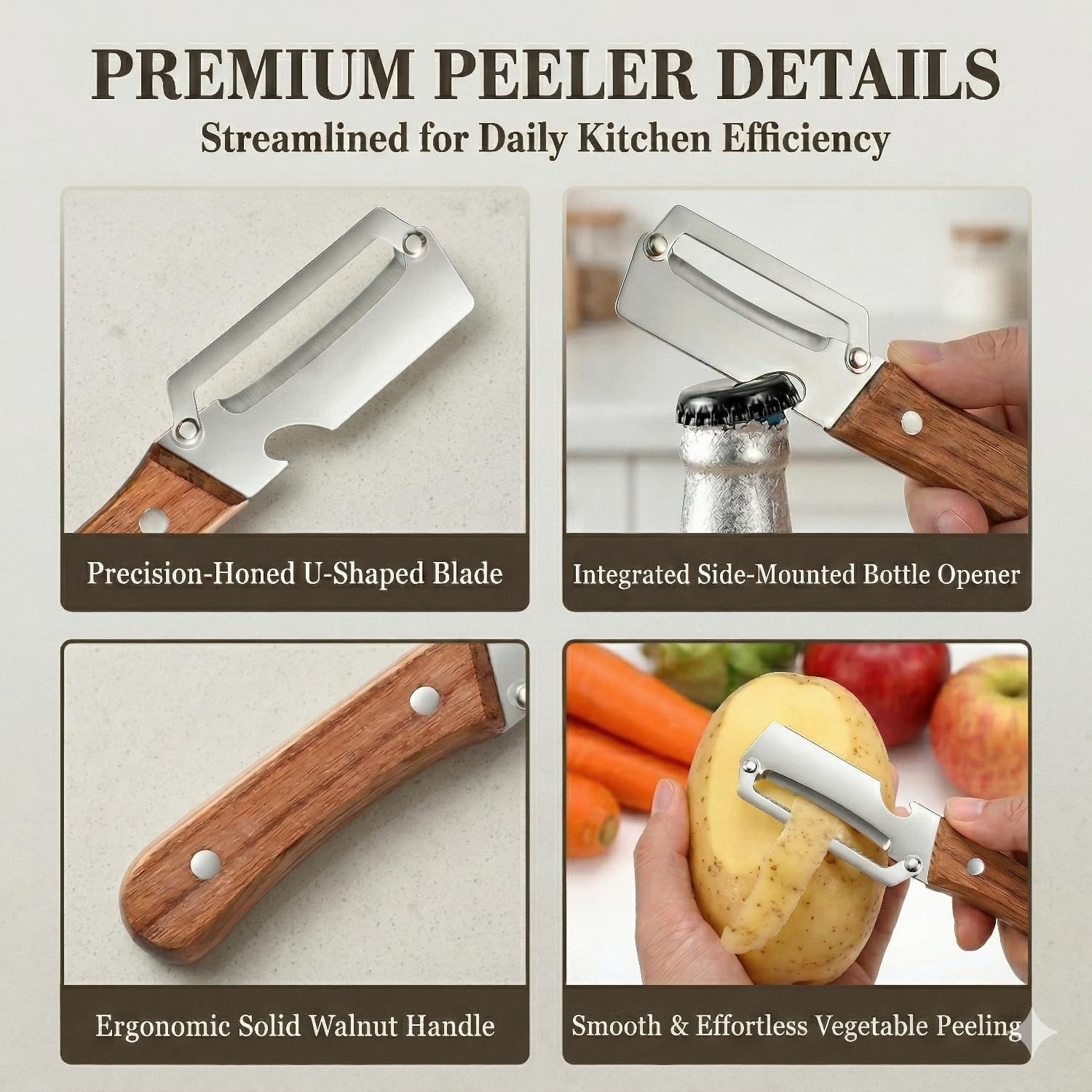2-in-1 Vegetable Peeler with Wooden Handle