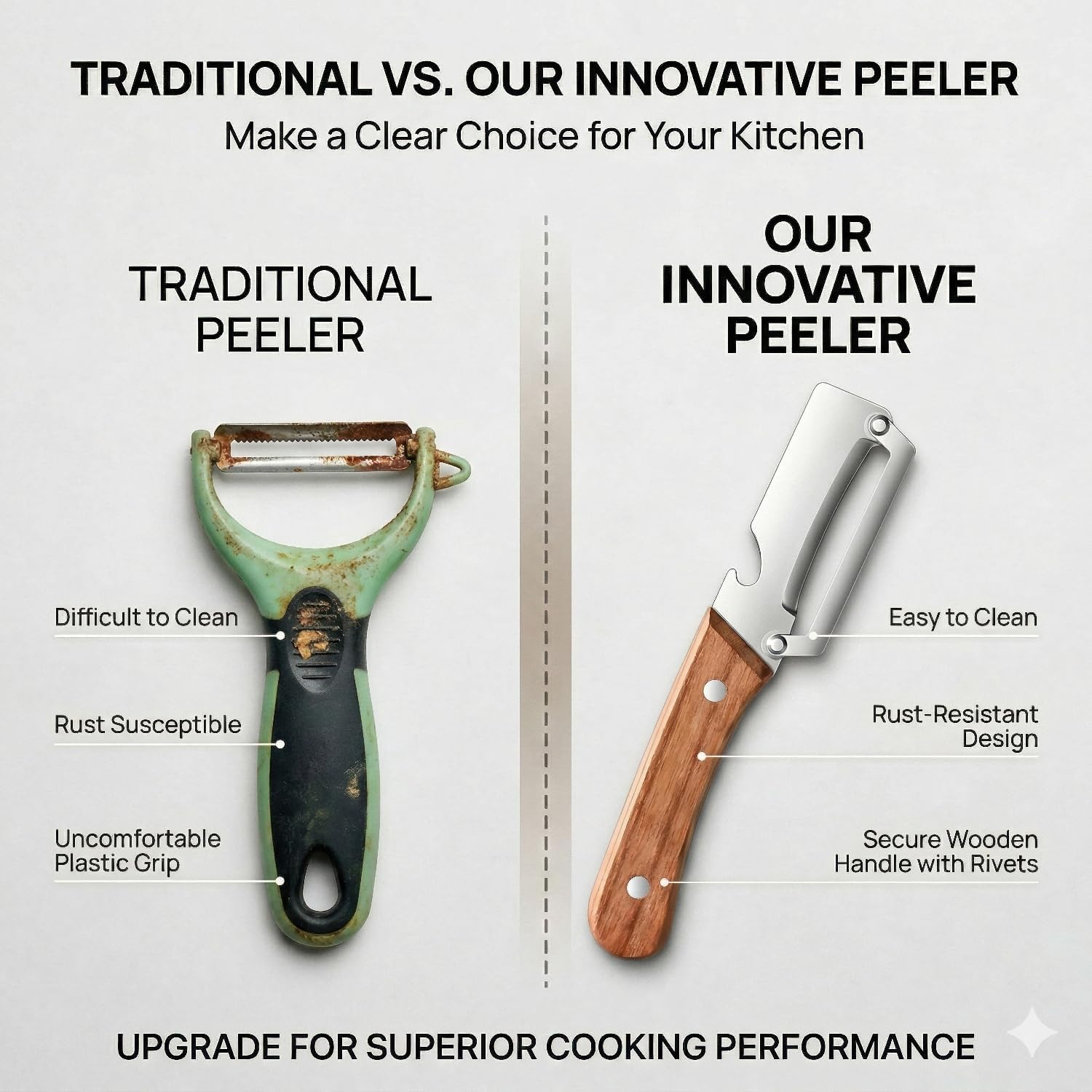 2-in-1 Vegetable Peeler with Wooden Handle