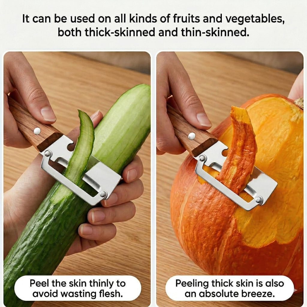 2-in-1 Vegetable Peeler with Wooden Handle
