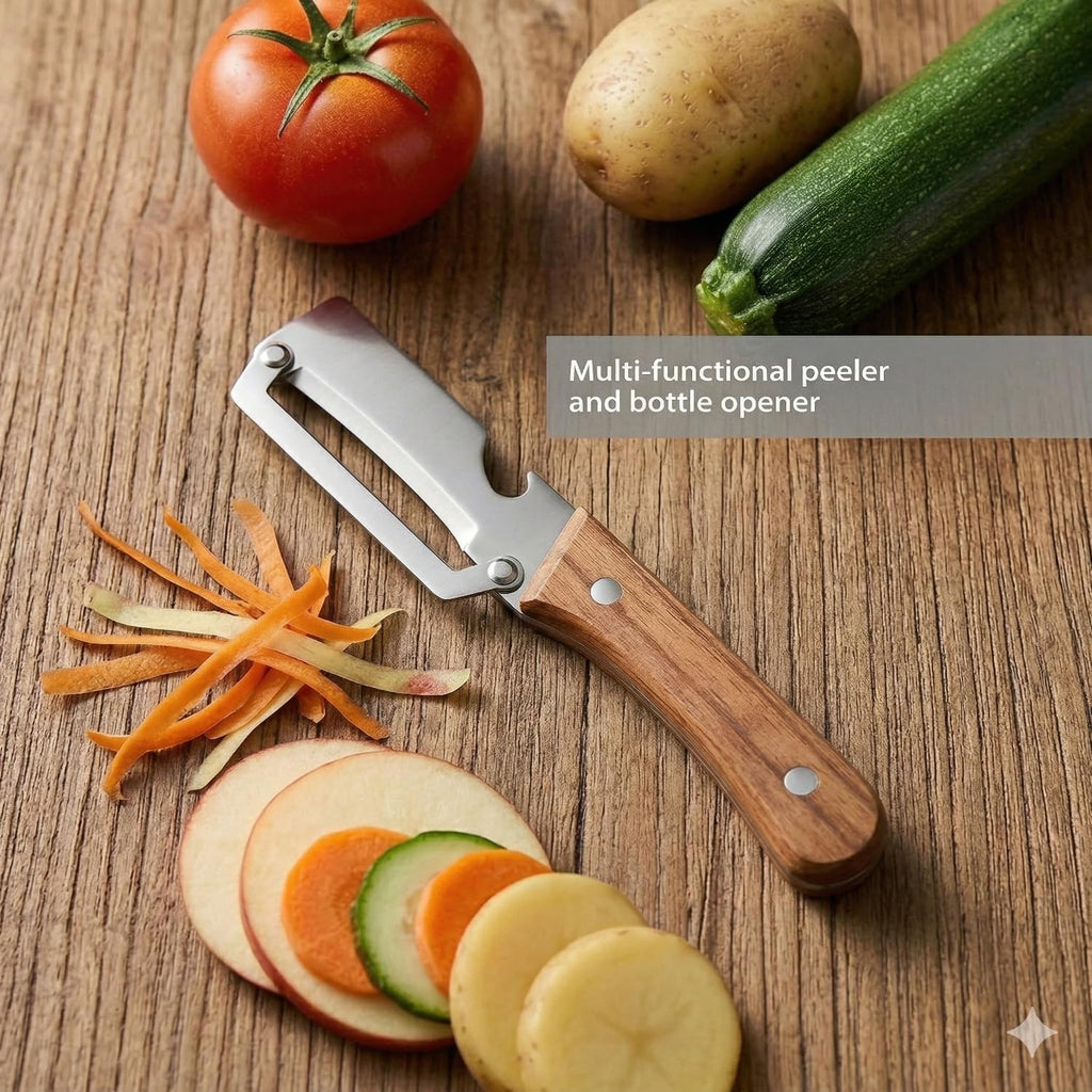 2-in-1 Vegetable Peeler with Wooden Handle