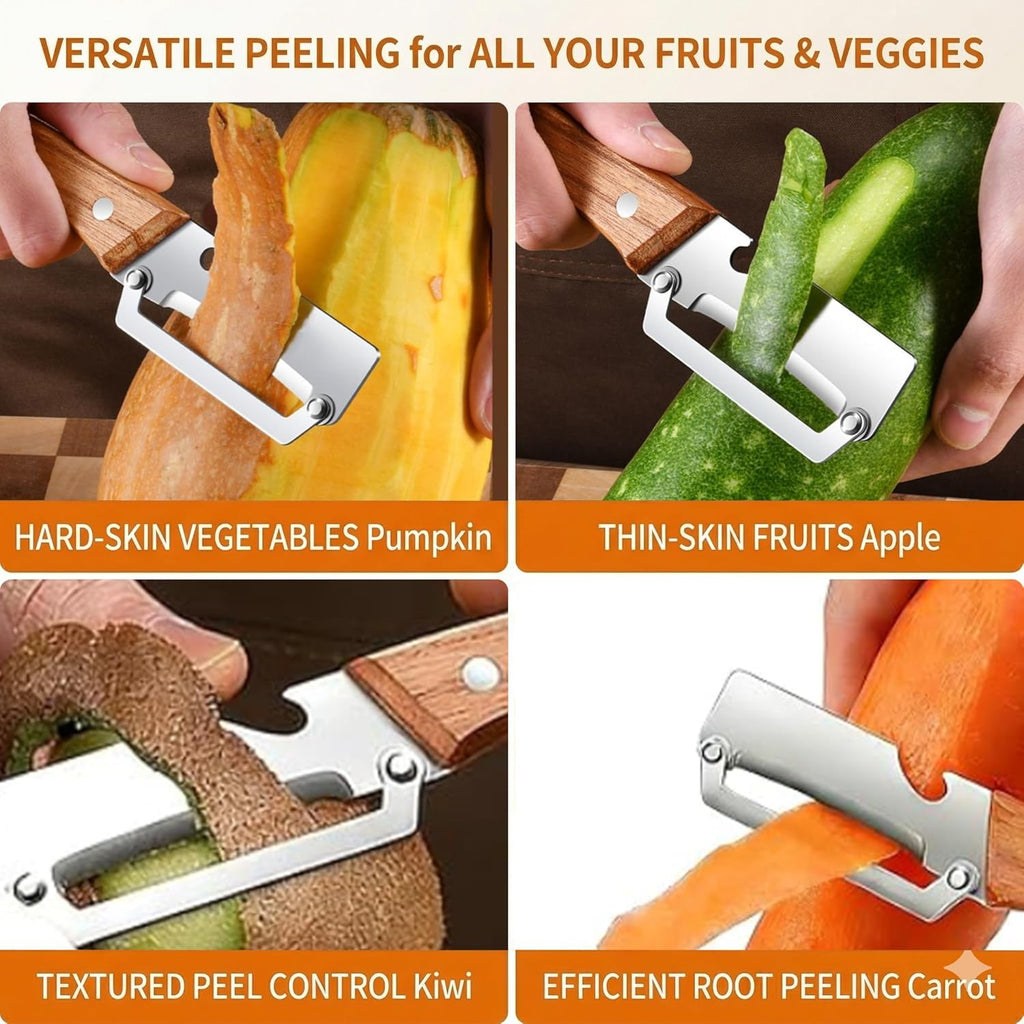 2-in-1 Vegetable Peeler with Wooden Handle